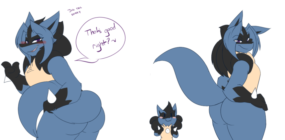 2d anthro ass big_ass big_butt black_body black_fur blue_body blue_fur blush breasts brown_eyes bubble_butt butt_pose canid canine dart(dewwydartz) dewwydarts dewwydartz drunk english_text fan_character female female_focus flat_chest flat_chested fluffy fluffy_tail fur furry generation_4_pokemon hair hands_on_ass hands_on_hips hourglass_figure huge_ass lap_sitting looking_at_viewer lucario male mammal may_(dewwydarts) may_(dewwydartz) nintendo nude pear_shaped pear_shaped_female pokemon pokemon_(species) pose presenting presenting_hindquarters purple_eyes simple_background smile solo speech_bubble standing substance_intoxication suggestive tail tan_body tan_fur text thick_thighs tongue voluptuous voluptuous_female white_background wide_hips