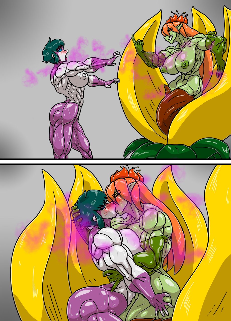 abs allesey big_areola blush catfight fascinated flower french_kiss giant_heroines muscular_arms muscular_ass muscular_back muscular_female muscular_thighs nipples pheromones plant_girl ultra_heroine