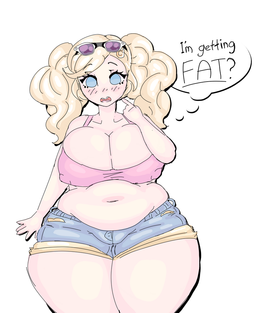 ann_takamaki beach_clothes big_breasts chubby chubby_female fat implied_weight_gain newmetrack overweight overweight_female persona persona_5 weight_conscious