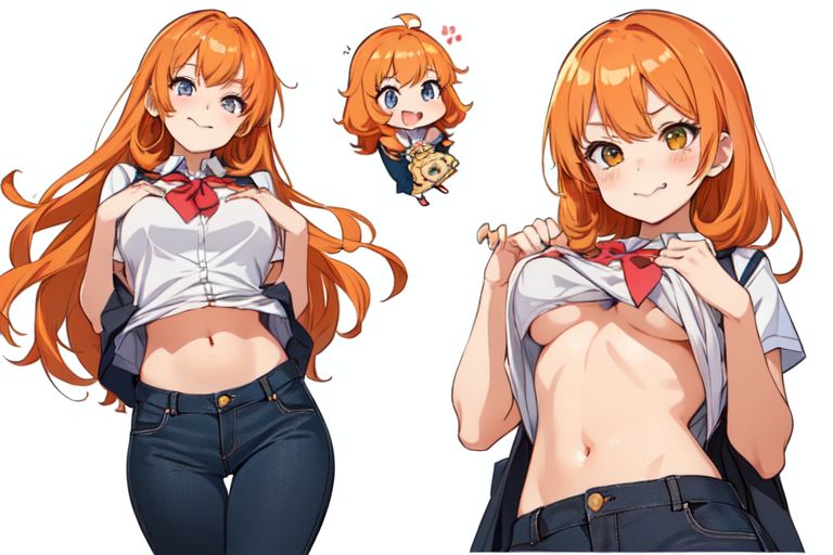 ai_generated boobs_out female_focus original_character pornjester936 redhead school school_uniform schoolgirl skirt