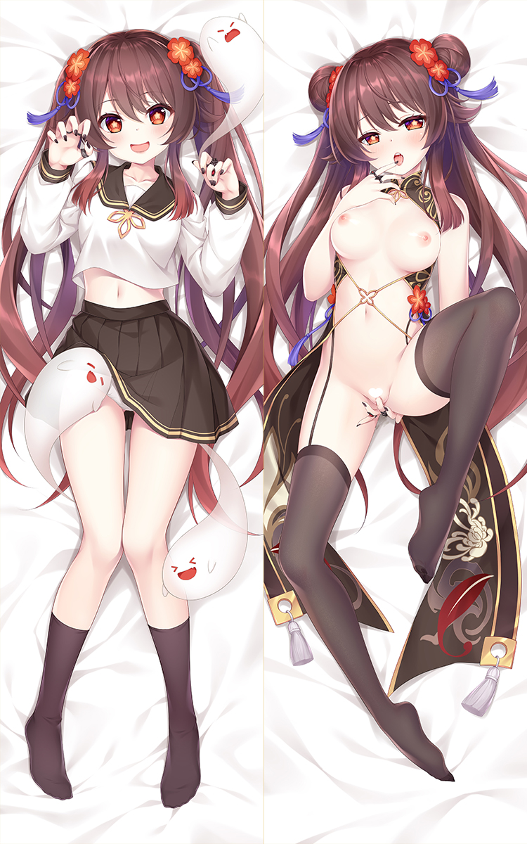 alternate_costume alternate_hairstyle artist_request bare_shoulders black_nails blush boo_tao_(genshin_impact) breasts brown_hair brown_sailor_collar brown_skirt brown_socks brown_thighhighs censored chinese_clothes chinese_commentary claw_pose commentary_request dakimakura_(medium) dakimakura_(object) double_bun female female_masturbation fingering fingering_self flower flower-shaped_pupils full_body genshin_impact ghost hair_bun hair_flower hair_ornament hands_up heart heart_censor highres hu_tao_(genshin_impact) human_only kanakokurusu knee_up long_hair long_sleeves looking_at_viewer masturbation midriff multiple_views navel nipples no_shoes open_mouth panties pantyshot partial_commentary pillow pleated_skirt red_eyes red_flower sailor_collar school_uniform serafuku shirt skirt small_breasts smile socks symbol-shaped_pupils teeth thigh_gap thighhighs tongue twintails underwear upper_teeth_only white_panties white_shirt