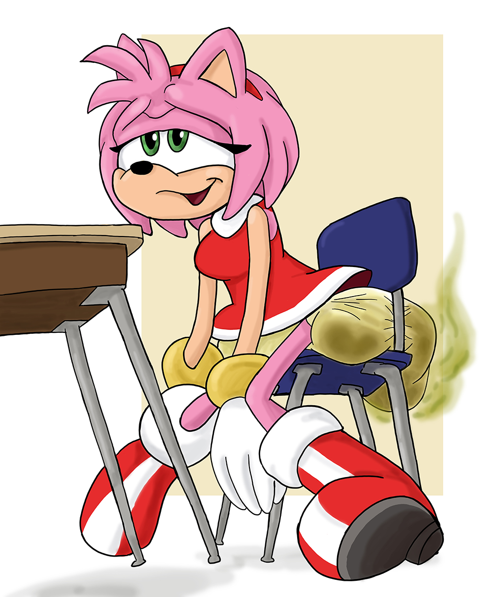 amy_rose chair desk diaper full_diaper fully_clothed green_eyes messy_diaper pink_body red_dress scat shit shydaddy simple_background sonic_(series) sonic_the_hedgehog_(series) stinky