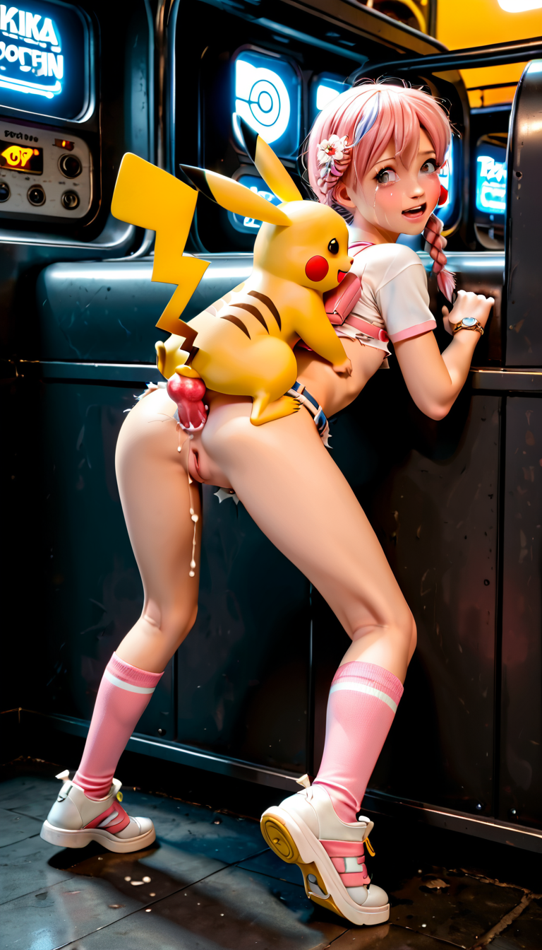 3d ai_generated anal anal_sex crying cum cum_in_ass original_character pikachu pink_hair pokefan_alice pokemon pokemon_(species) public public_sex terror139