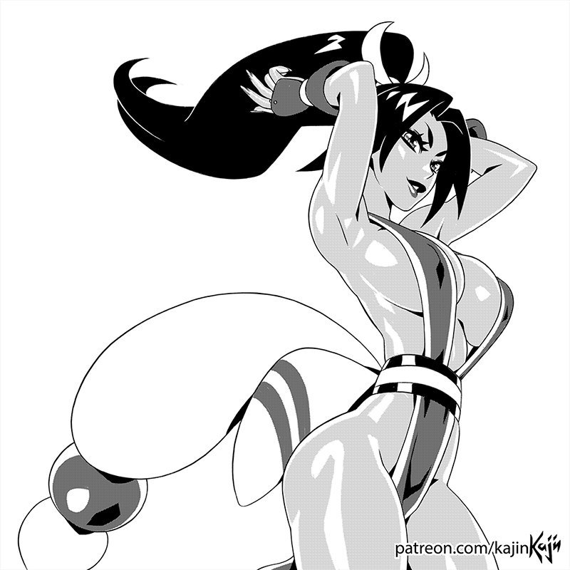 big_breasts breasts cleavage fatal_fury kajinman king_of_fighters large_breasts long_hair mai_shiranui ponytail thighs