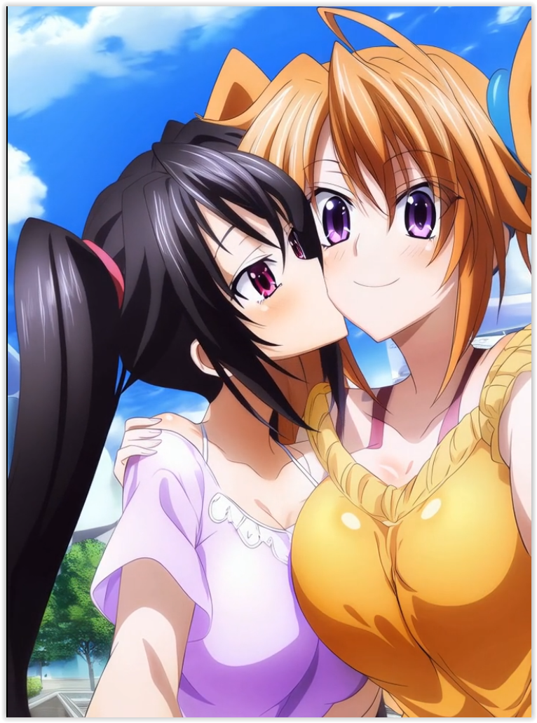 2girls ai_generated flirting girl_on_girl girlfriend high_school_dxd kissing lesbian_couple lesbian_kiss lovers serafall_leviathan shidou_irina yuri yuri