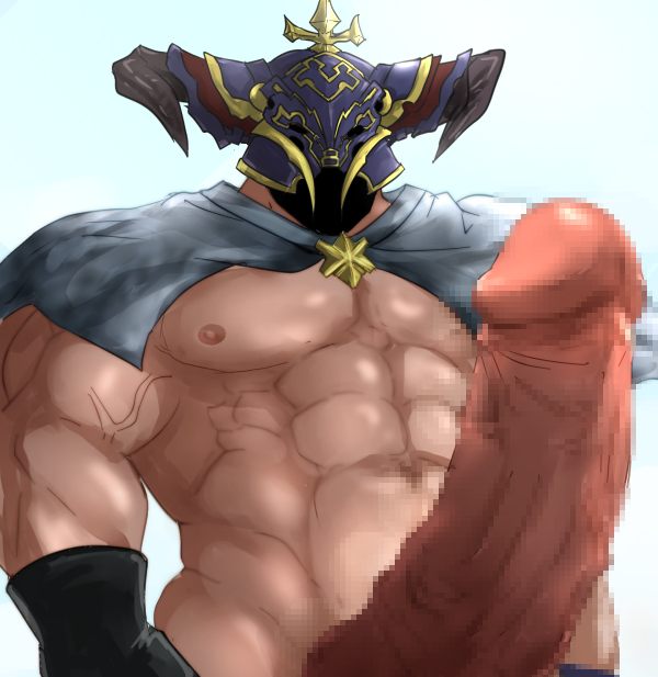 animal_ears balls bara boner cow_ears draph erection granblue_fantasy horns hyper_penis male male_only muscles muscular nude o_g_pix penis solo solo_male vaseraga