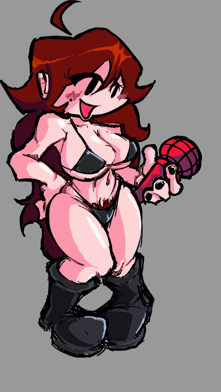 1girls adobe_animate_(artwork) agent_gf_(friday_night_funkin) animated animated auburn_hair bangs big_breasts bikini boots female female_only friday_night_funkin friday_night_funkin_mod full_body girlfriend_(friday_night_funkin) grey_bikini half-dressed long_hair mature_female pale_skin pubic_hair red_hair solo solo_female thick_thighs