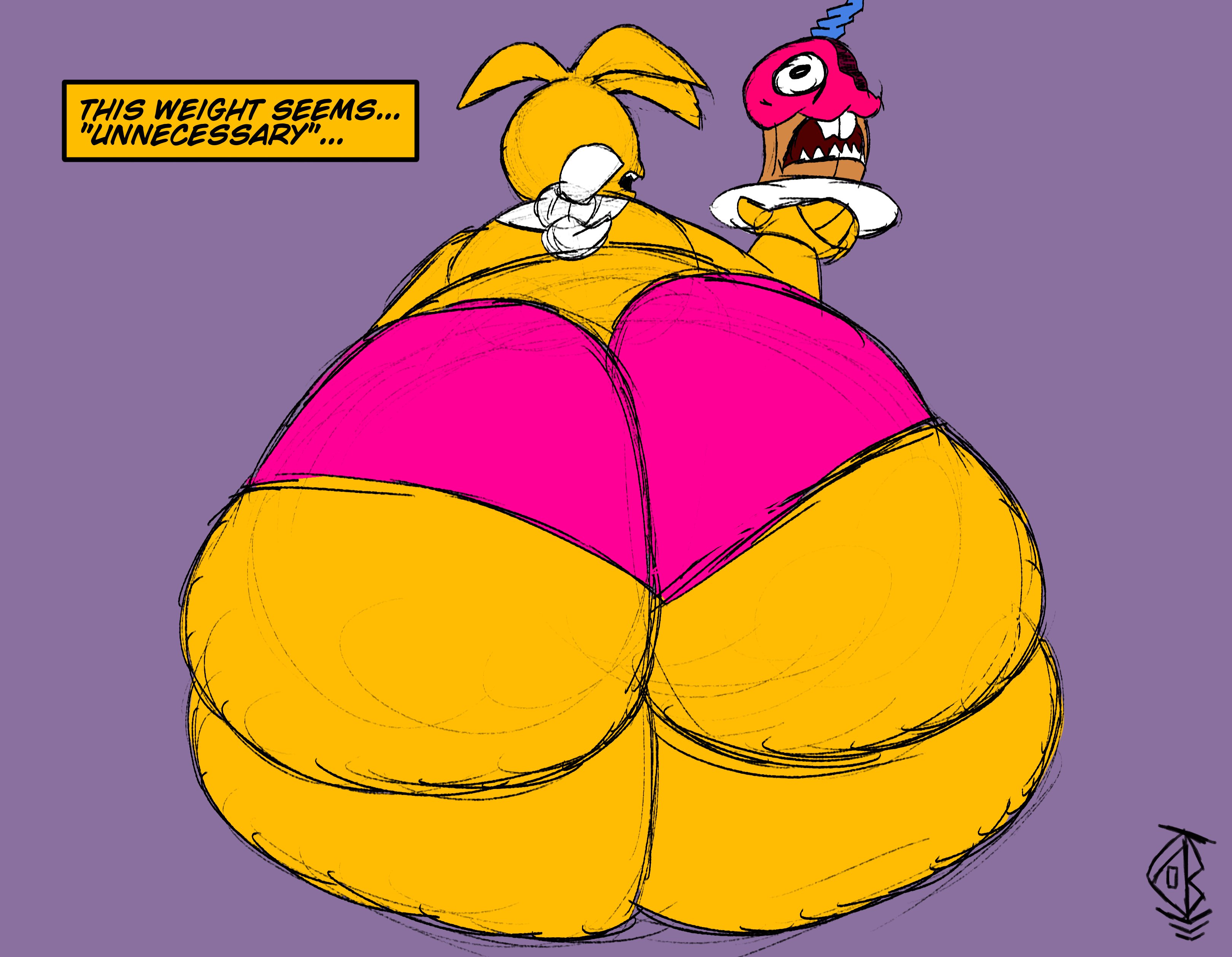 1girls, animatronic, ass, big ass, big belly, big butt, chicken, fat, fat female, female, five nights at freddy's, five nights at freddy's 2, obese, obese female, robot, solo, toy chica (fnaf), trypbinspector