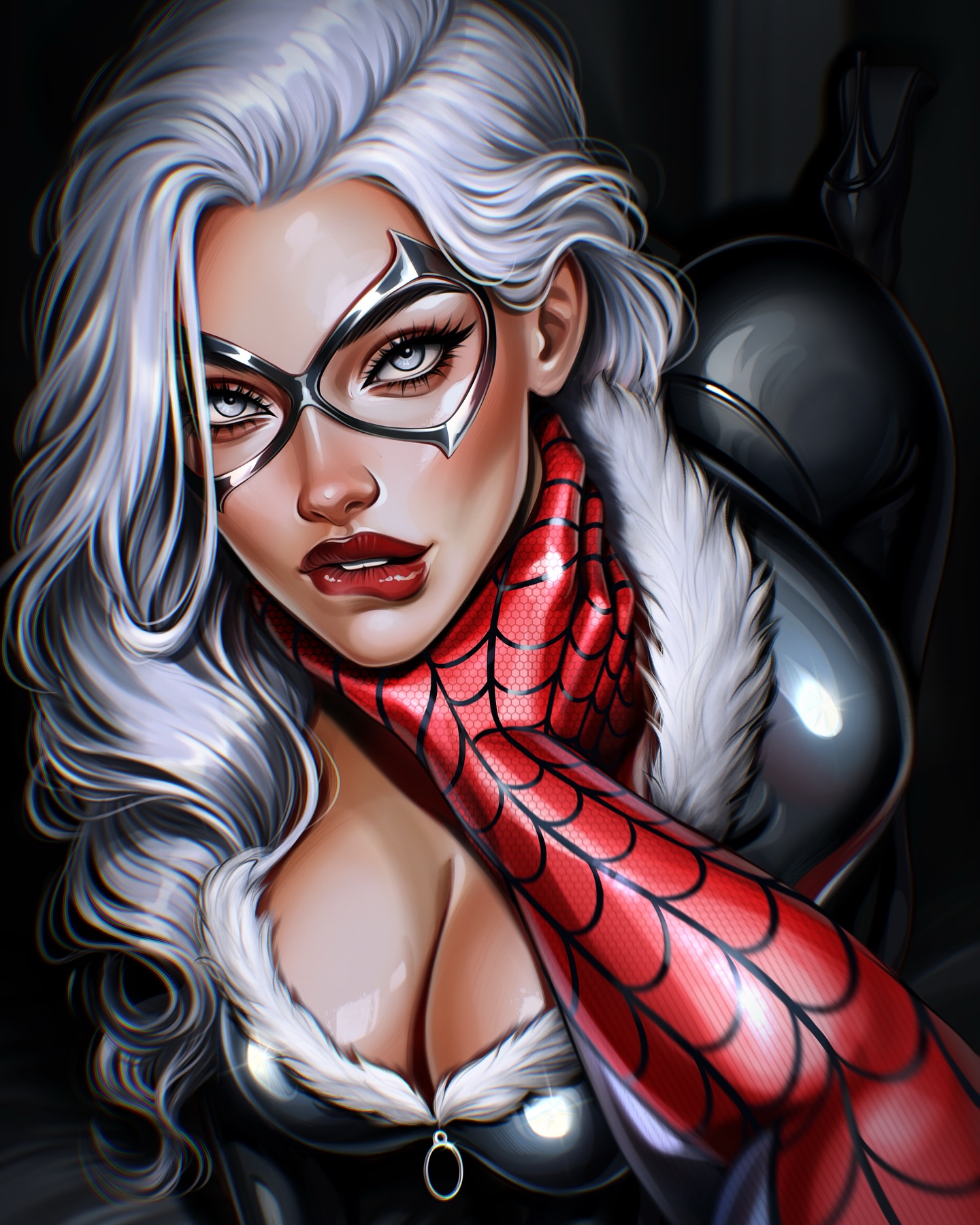 1boy, 1boy1girl, 1girl1boy, 1girls, 2025, alluring, ass up, big breasts, biting lip, black cat (marvel), bodysuit, breasts, color, colored, couple, couple (romantic), couple love, couple sex, couples, curvaceous, curvaceous body, curvaceous female, curvaceous figure, curvaceous hips, curvy, curvy body, curvy female, curvy figure, curvy hips, dominant male, enticing, eyelashes, felicia hardy, female, femalesub, grey eyes, hand on neck, high heels, hips, holding neck, huge breasts, karych art, large breasts, light skin, light-skinned female, long hair, looking at partner, looking at viewer, love, lovers, male, male/female, maledom, maledom/femsub, marvel, marvel comics, massive breasts, muscular, muscular arm, muscular male, peter parker, pinup, red lipstick, romantic, romantic couple, romantic sex, seducing, seductive, seductive look, shiny, shiny breasts, shiny clothes, shiny face, shiny skin, skin tight, spider-man, spider-man (series), submissive female, superhero, superhero couple, superheroine, teasing, teasing partner, teasing viewer, temptation, tempting, tempting viewer, thick, thick breasts, thick hips, thick lips, thick thighs, tight clothes, tight clothing, voluptuous, voluptuous female, white fur, white hair, wide hips, yearning, zipper