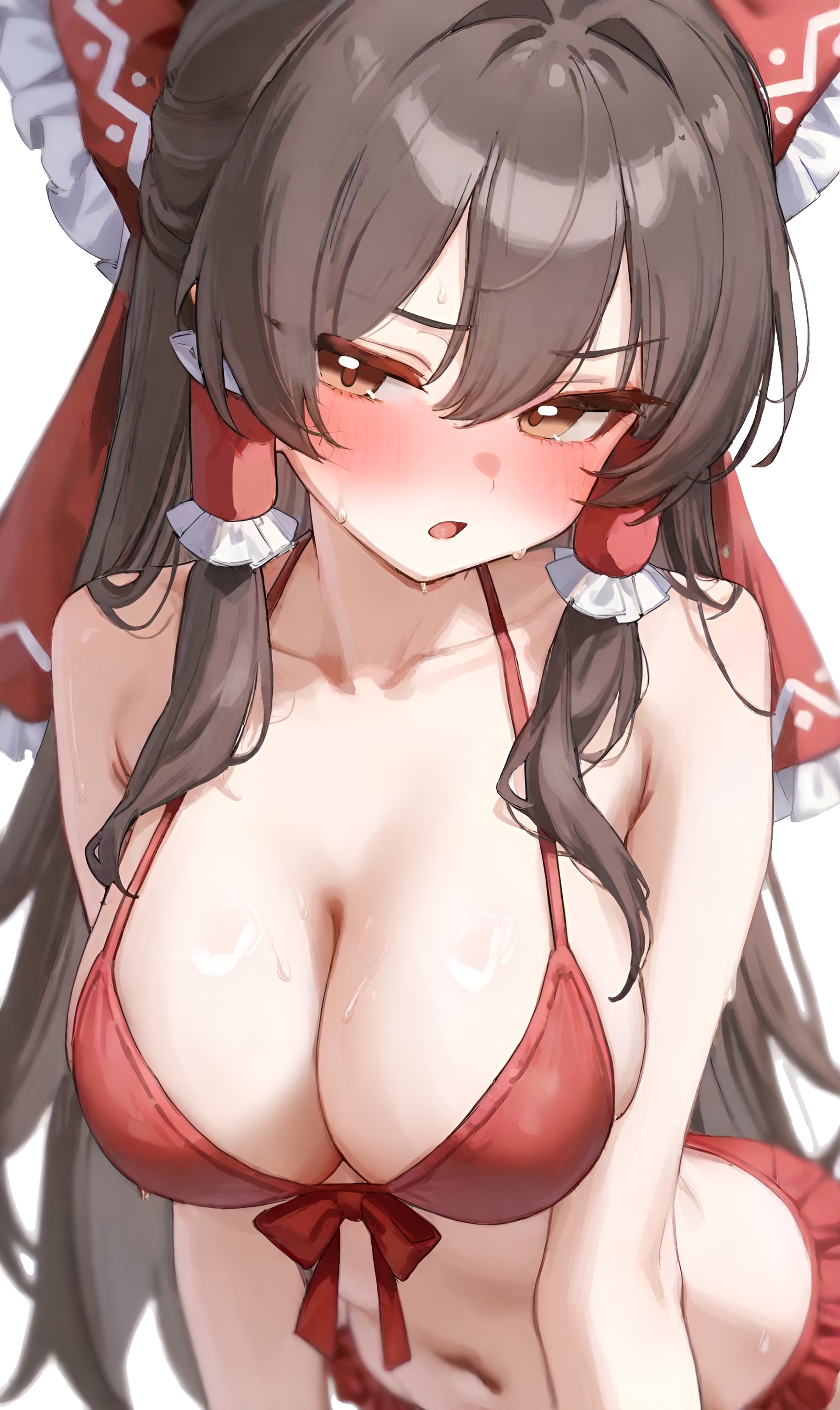 2d, 2d (artwork), ai generated, breasts, edit, female, female focus, female only, hakurei reimu, reimu hakurei, tags request, touhou, touhou project, yunka117