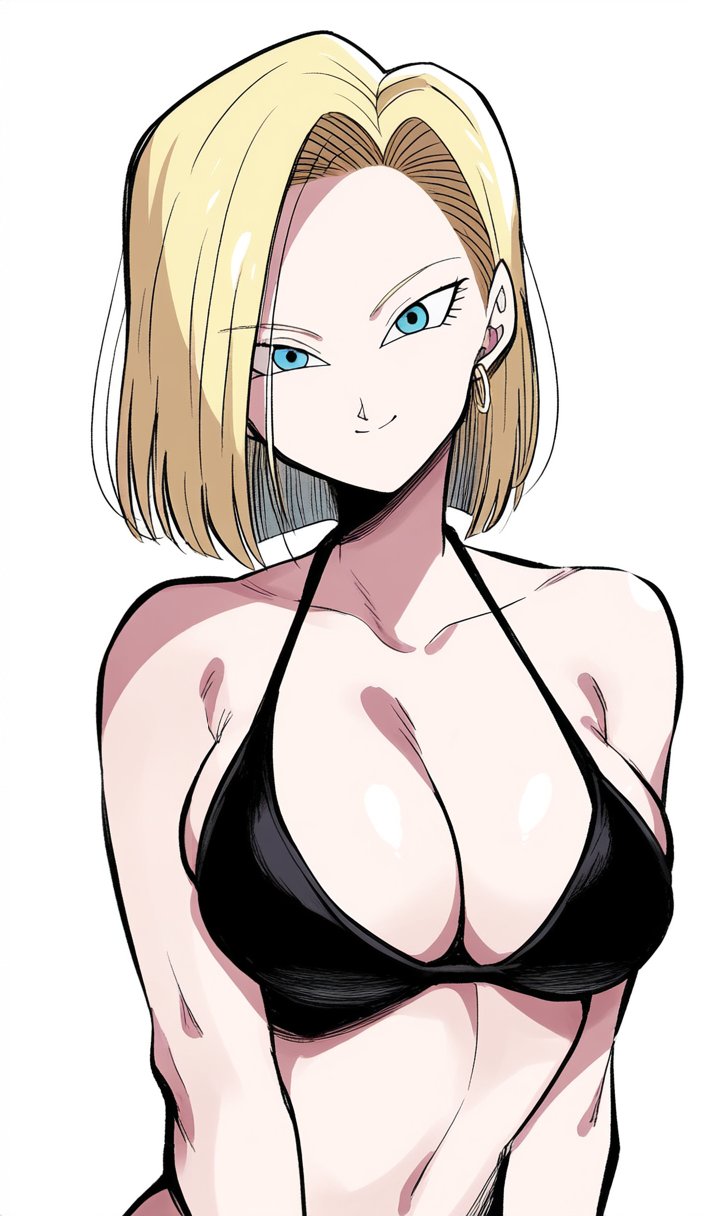 1girls bathing_suit big_breasts big_breasts bikini black_bikini black_bikini_top blonde_female blonde_hair blonde_hair blonde_hair_female blue_eyes breasts breasts clothed clothed_female dragon_ball dragon_ball_z female female_focus female_only light-skinned_female light_skin solo solo_female solo_focus swimsuit swimwear