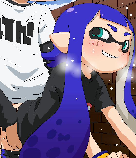 anthro beige_skin blue_hair cephalopod cephalopod_humanoid clothed color duo female from_behind happy_sex humanoid inkling inkling_boy inkling_girl john_(splatoon) laura_(splatoon) long_hair male male/female marine mask mask_(marking) nintendo open_eyes pixel pointy_ears sex splatoon squid straight teal_eyes tentacle tentacle_hair tomu_(tomubobu) video_games