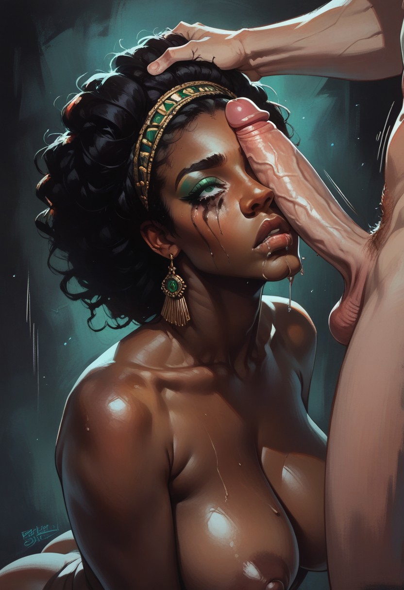 1boy, 1girls, ai generated, big breasts, blowjob, breasts, dark skin, dark-skinned female, female, huge cock, interracial, interracial sex, jokerofhearts, light skin, light-skinned male, male, penis