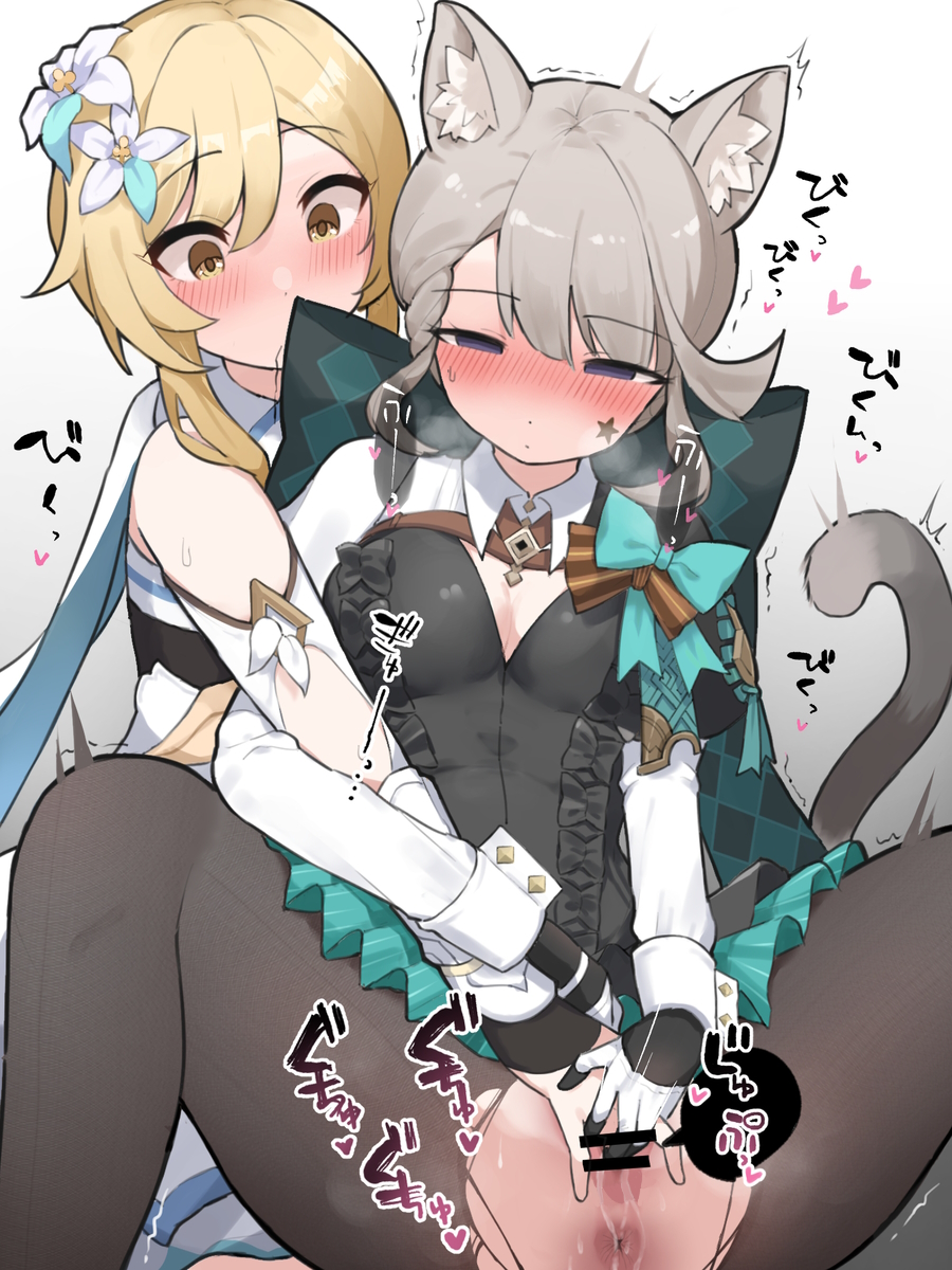 2024 april aqua_ribbon aqua_skirt ash_blonde_hair assisted_masturbation bare_shoulder black_pantyhose blonde_female blonde_hair blonde_hair_female blondie blush blush blushing_female bodily_fluids boob_window breast_window cat_ears cat_girls cat_tail catgirls censor censor_bar collar collared duo_female duo_focus face_tattoo female female_on_female female_only females females_only fingering fingering_from_behind fingering_self fingers fingers_in_pussy flower flower_hair_accessory flower_hair_ornament flowers flowers_in_hair fluffy_ears furry_tail gloved gloved_hands gloves gold_eyes hair_ornament hair_ribbon handjob hands heart in_heat legs_apart legs_open long_sleeves lumine_(genshin_impact) lynette_(genshin_impact) masturbation multicolored_ribbon open_legs pantyhose pink_heart pink_hearts pussy_juice ribbon ribbons ripped_clothing ripped_clothing ripped_pantyhose sandy_blonde sandy_blonde_hair star_tattoo violet_eyes white_background white_clothes white_clothing white_sleeves wide_eyed yuri yuri yuri