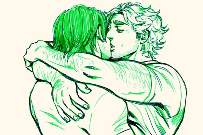 curly_(mouthwashing) jimmy_(mouthwashing) kissing male male/male male_only mouthwashing muscular muscular_male pretty_lashes valentitans yaoi