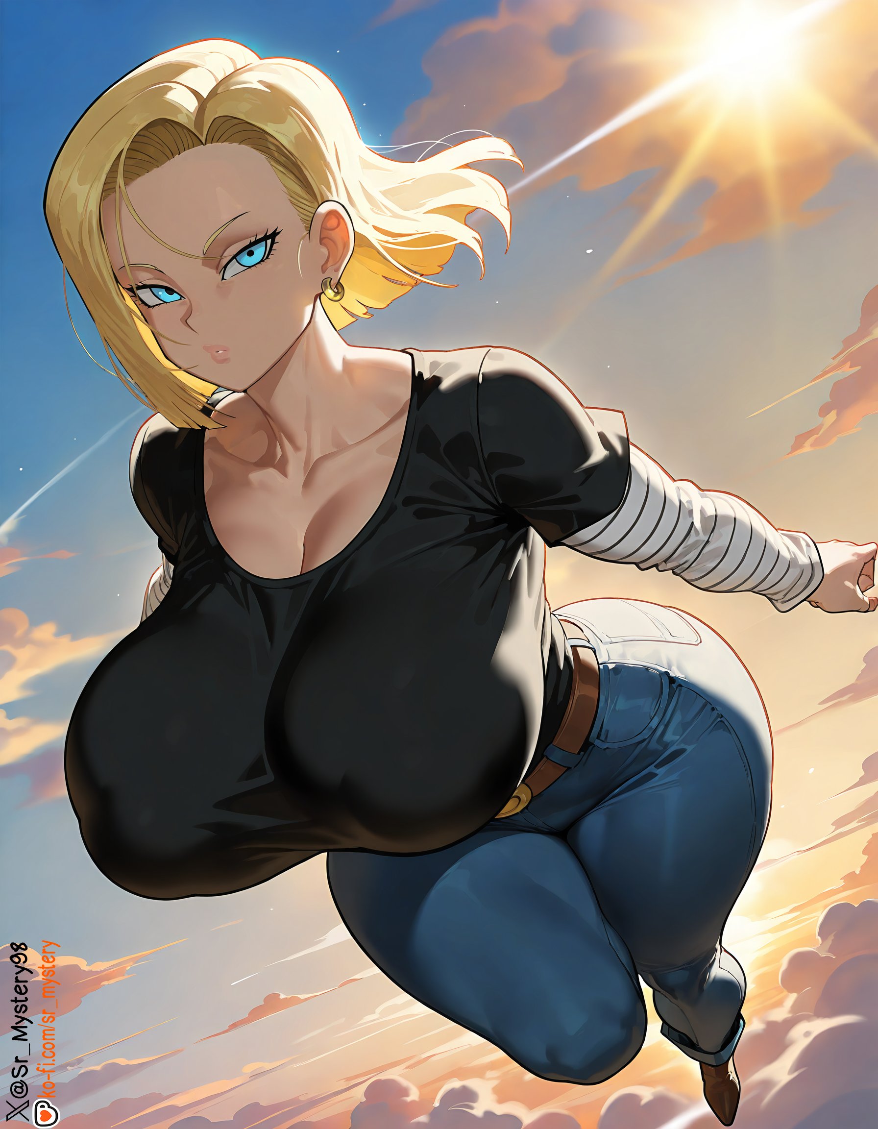 1girls, ai generated, android 18, ass, blonde, blonde female, blonde hair, blonde-haired female, blue eyes, blue-eyed female, breasts, cameltoe, cleavage, curvy, dragon ball, erect nipples, female, gigantic breasts, huge areolae, huge ass, nai diffusion, nipples, puffy nipples, pussy, short hair, short-haired female, sr mystery98, stable diffusion, thick lips, voluptuous, wide hips, yellow hair