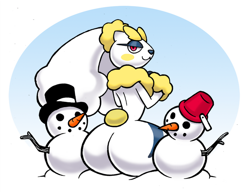 artist_request ass bunny_girl fakemon lopunny pokemon pokemon_(species) regional_form_(pokemon) snow snowman tagme