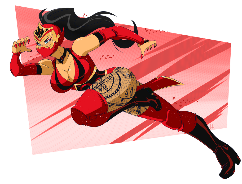 color_palette deviantart deviantart_link fanart female female_focus female_only female_wrestler great_dude luchadora ninja ninja_girl original original_art original_artwork red_clothes wrestling wrestling_mask wrestling_outfit