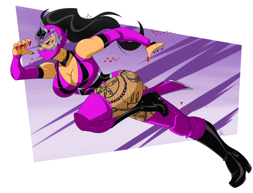 color_palette deviantart fanart female female_focus female_only female_wrestler great_dude human luchadora mask masked masked_female ninja ninja_girl original original_art original_artwork purple_clothes wrestler wrestling wrestling_mask wrestling_outfit