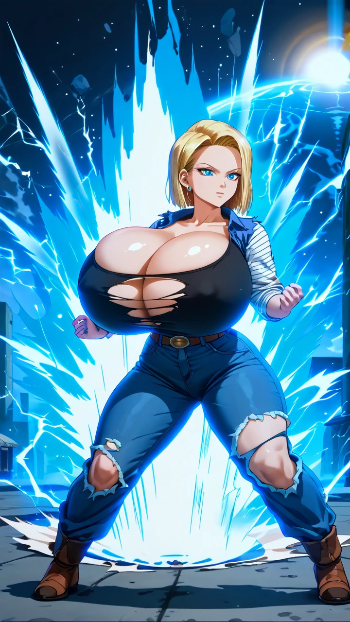 1girls 2024 ai_generated android_18 big_breasts blonde_hair blue_eyes breasts cleavage curvy dragon_ball dragon_ball_z female huge_breasts jiuyang-hsien large_breasts light-skinned_female light_skin massive_breasts short_hair solo thick_thighs top_heavy