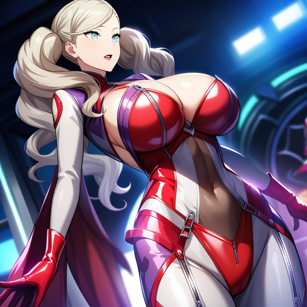 1girls ai_generated ann_takamaki big_breasts blonde_hair breasts cleavage curvy female grey_eyes huge_breasts jiuyang-hsien large_breasts light-skinned_female light_skin medium_hair persona persona_5 solo thick_thighs twintails