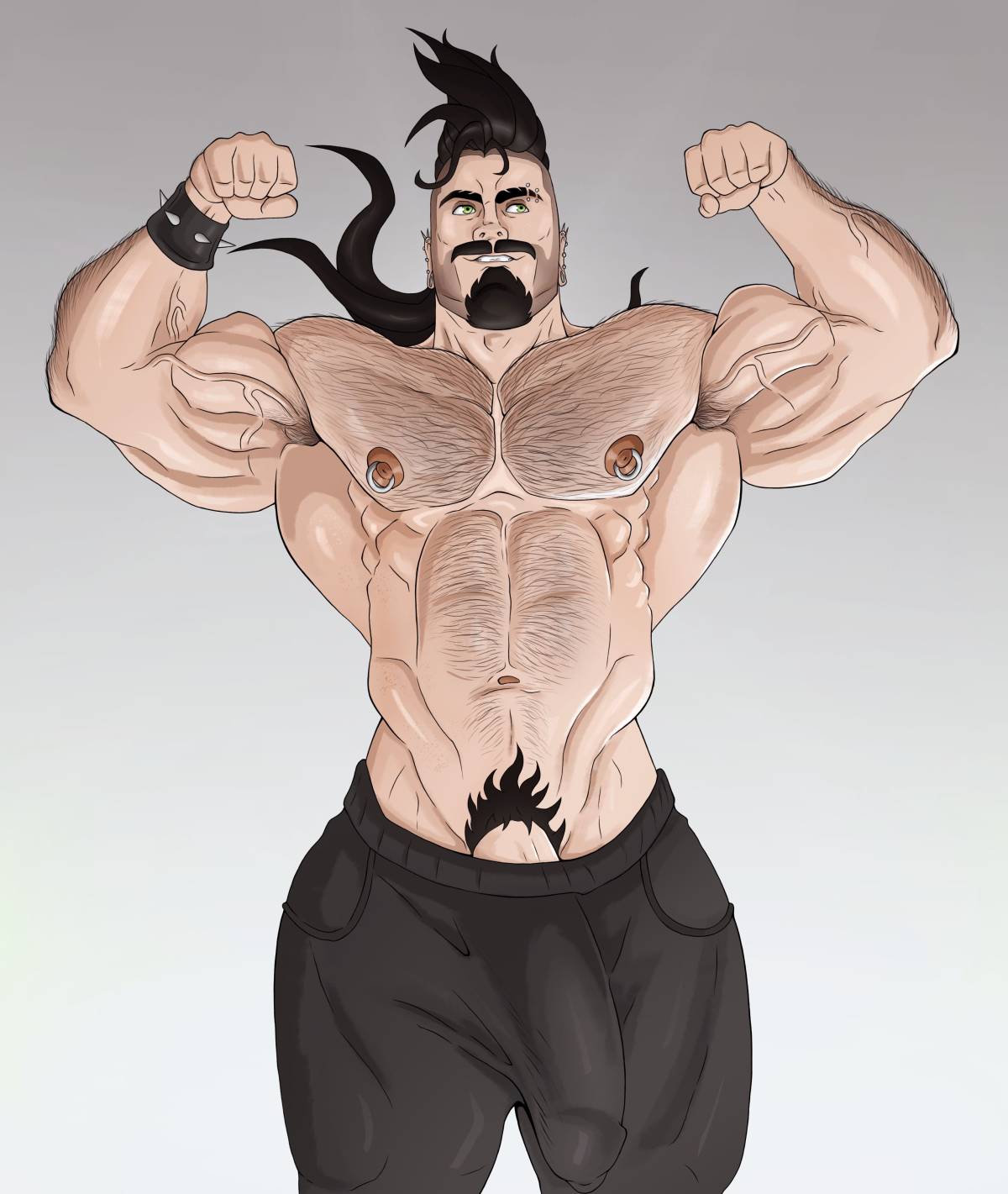 armpit armpit_hair armpits balls bara beard big_balls big_bulge big_penis body_hair bulge drakar_(jondessins) facial_hair flaccid flexing huge_cock jondessins male male_only muscles muscular penis shirtless solo solo_male