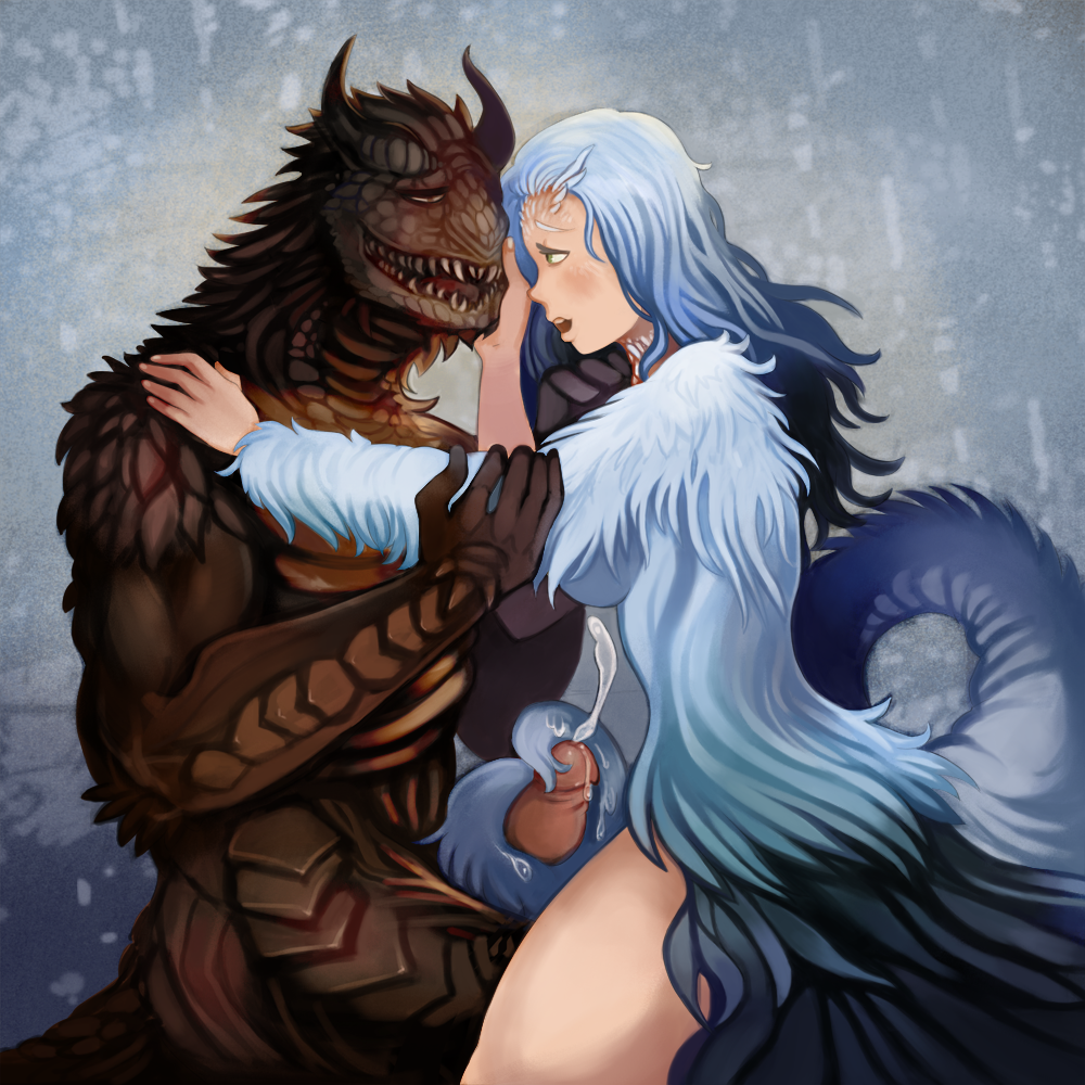 1boy 1girls cholie crossbreed_priscilla cum dark_souls dragon dragon_girl dragoness dragonoid ejaculation female fromsoftware male monster_girl smile tail tailjob