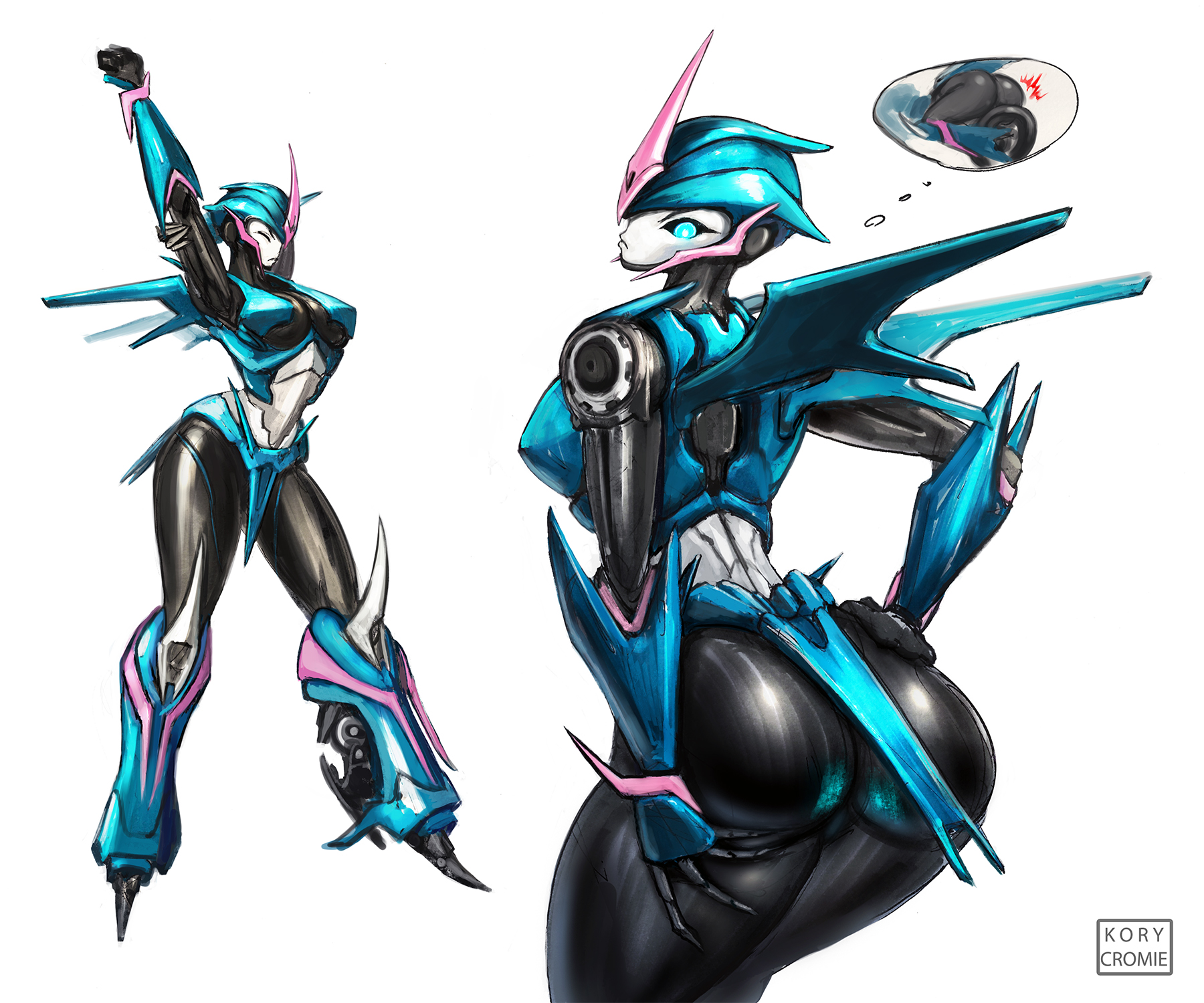 1girls, alien, alien girl, alien humanoid, arcee, arcee (prime), ass, ass focus, big ass, female, kory cromie, robot, robot girl, solo, thick thighs, transformers, transformers prime