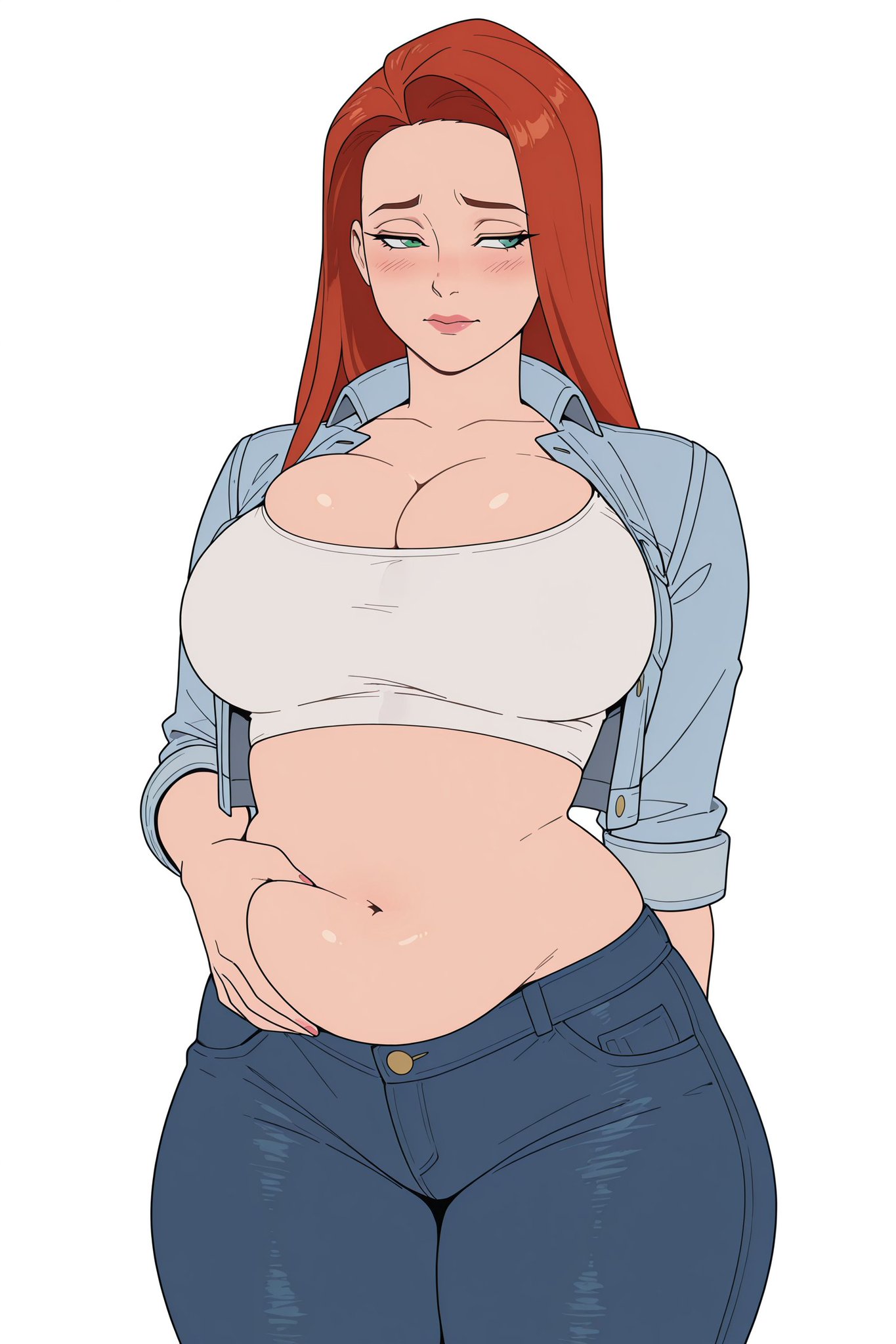 2d, 2d (artwork), 2d artwork, ai generated, atom eve, big boobs, big breasts, boobs, breasts, chubby, chubby female, clothed, curvy, curvy female, eyes, fat, fat female, ginger, ginger female, ginger hair, green eyes, huge breasts, image comics, invincible, invincible (tv series), kawaiiaiarts, light skin, light-skinned female, lips, long hair, mature female, orange hair, pose, red hair, samantha eve wilkins, tagme