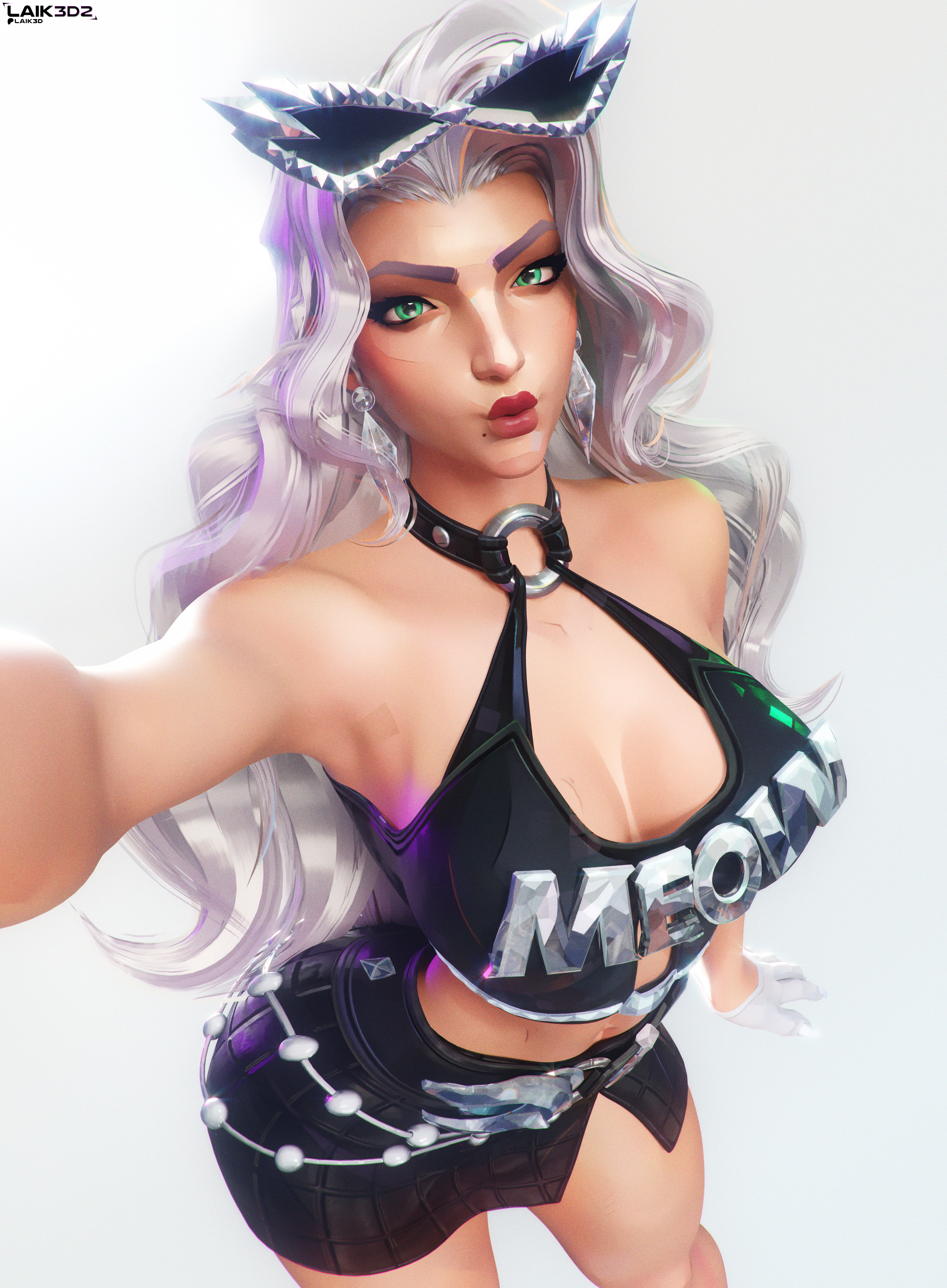 1girls, 2026, 3d, 3d (artwork), black cat (marvel rivals), black cat (marvel), black cat (urban predator), cute, cute face, felicia hardy, kissy face, laik3d, laik3d2, marvel, marvel comics, marvel rivals, puckered lips, seductive, seductive look, selfie, selfie pose, solo, spider-man (series), voluptuous, voluptuous female