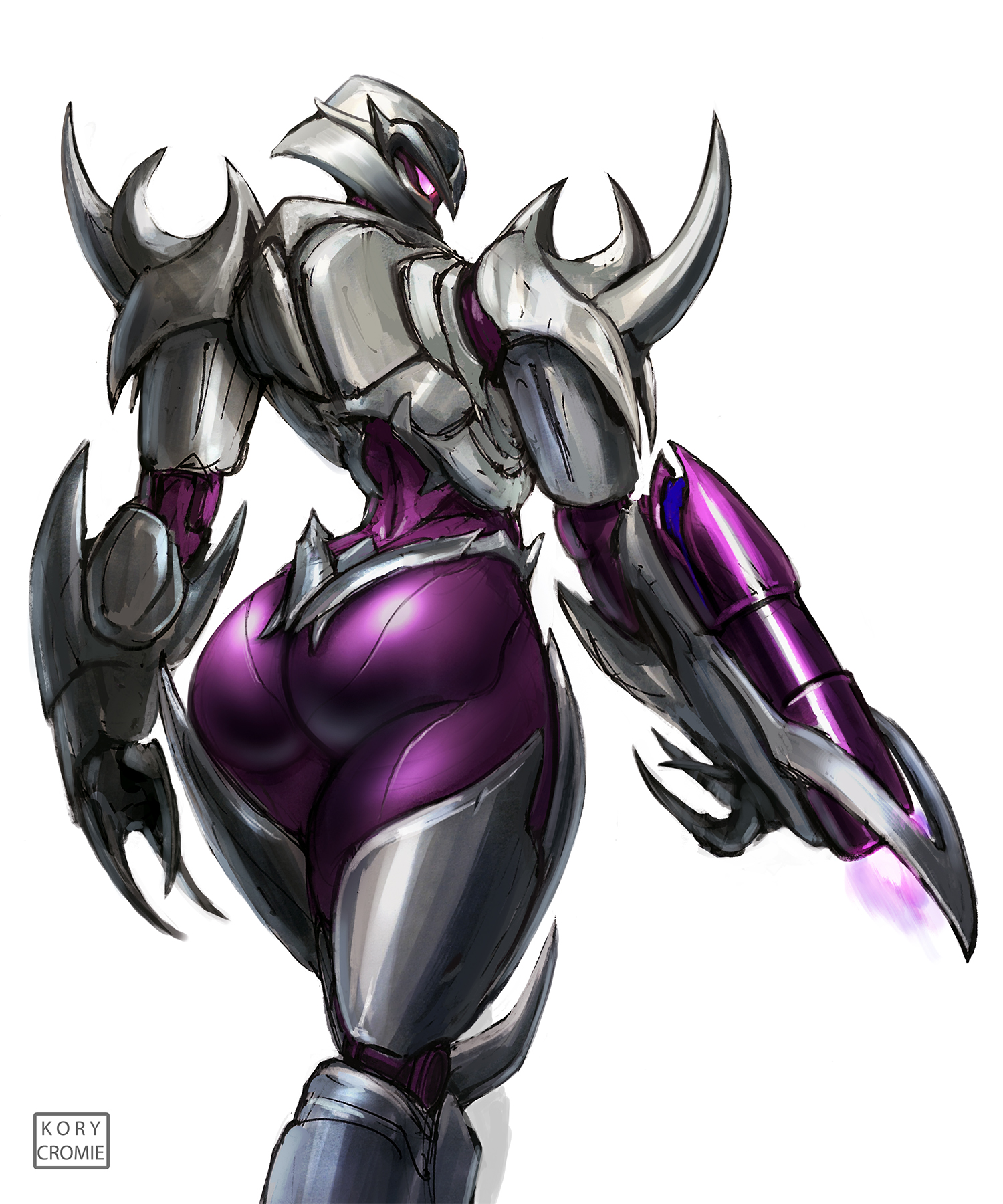 1girl, alien, alien girl, alien humanoid, ass focus, big ass, female, kory cromie, looking back, megatron, robot, robot girl, rule 63, solo, thick thighs, transformers, transformers prime, wide hips