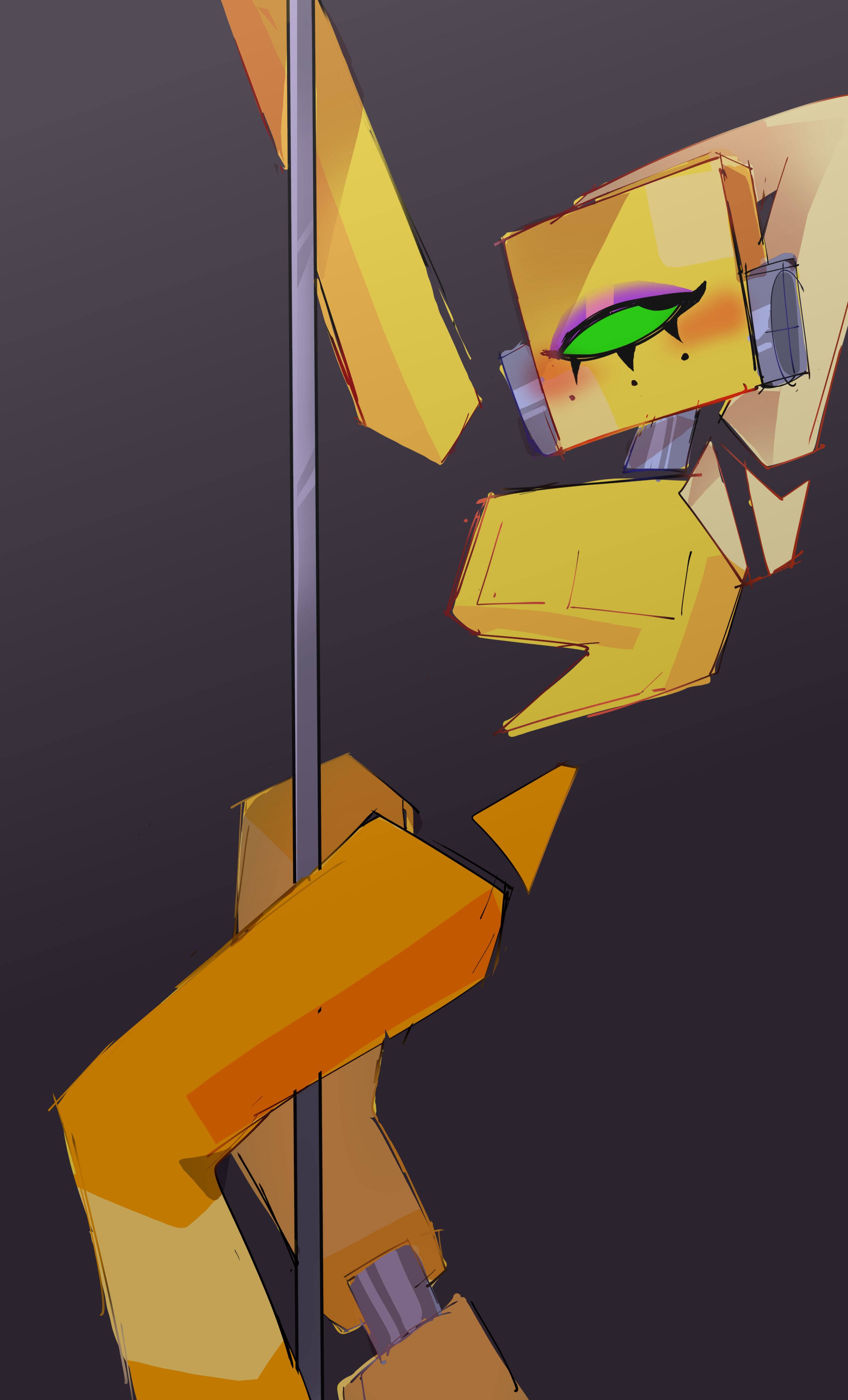 arm behind head, basslapping, blushing, cyclops, die of death, die of death (roblox), harken (die of death), nonhuman, poledancer, poledancing, roblox, roblox game, sand creature, seductive look, stripper pole, tagme, weird body