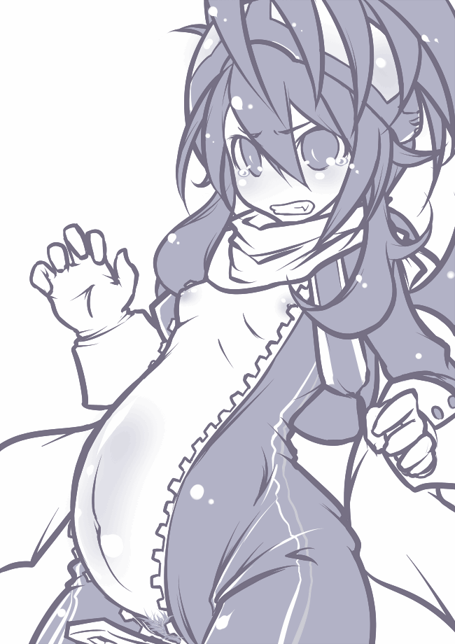 bodysuit breasts compile_heart disgaea female gloves goggles gust idea_factory long_hair maxred monochrome neptunia_(series) nipples nippon_ichi nisa pregnant pubic_hair sega small_breasts solo unzipped