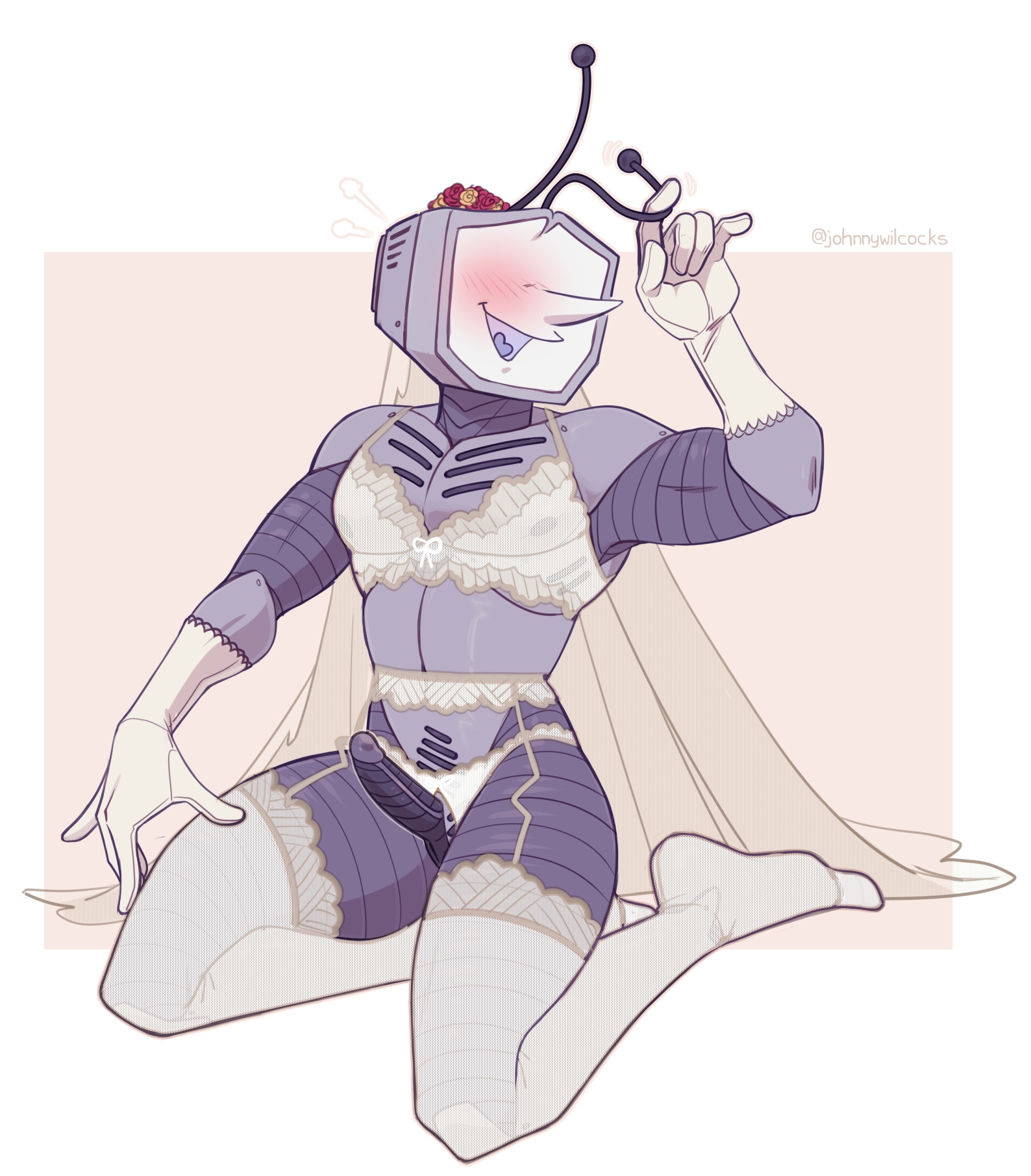 bride, bride lingerie, bride veil, deltarune, dick, dick out, dick out of underwear, johnnywilcocks, lingerie, lingerie bra, lingerie only, lingerie panties, male, penis, solo, solo focus, solo male, stockings, stockings thigh highs, tenna (deltarune), thigh high stockings, thigh highs