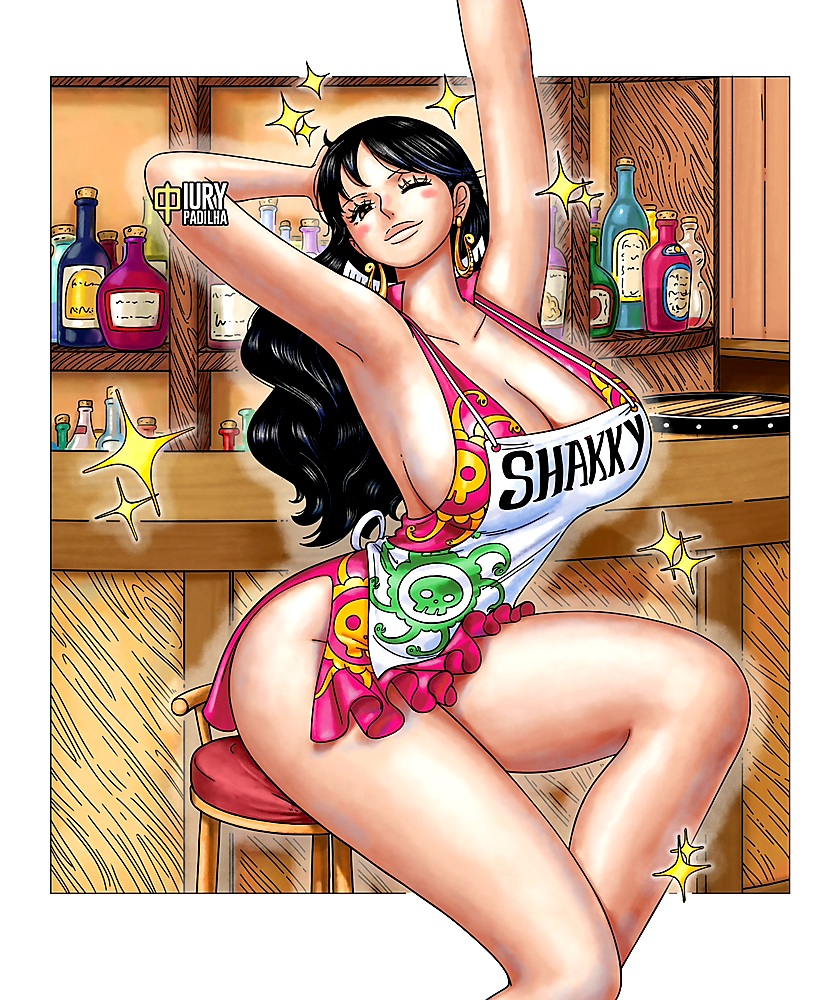 1girls, bare arms, bare legs, bare shoulders, bare thighs, big breasts, black hair, black-haired female, breasts, clothed, clothing, color, female, female focus, female only, hi res, iury padilha, jewelry, large breasts, light skin, light-skinned female, long hair, no bra, one piece, shakuyaku, shounen jump, sitting, solo, solo female, tagme, thick thighs