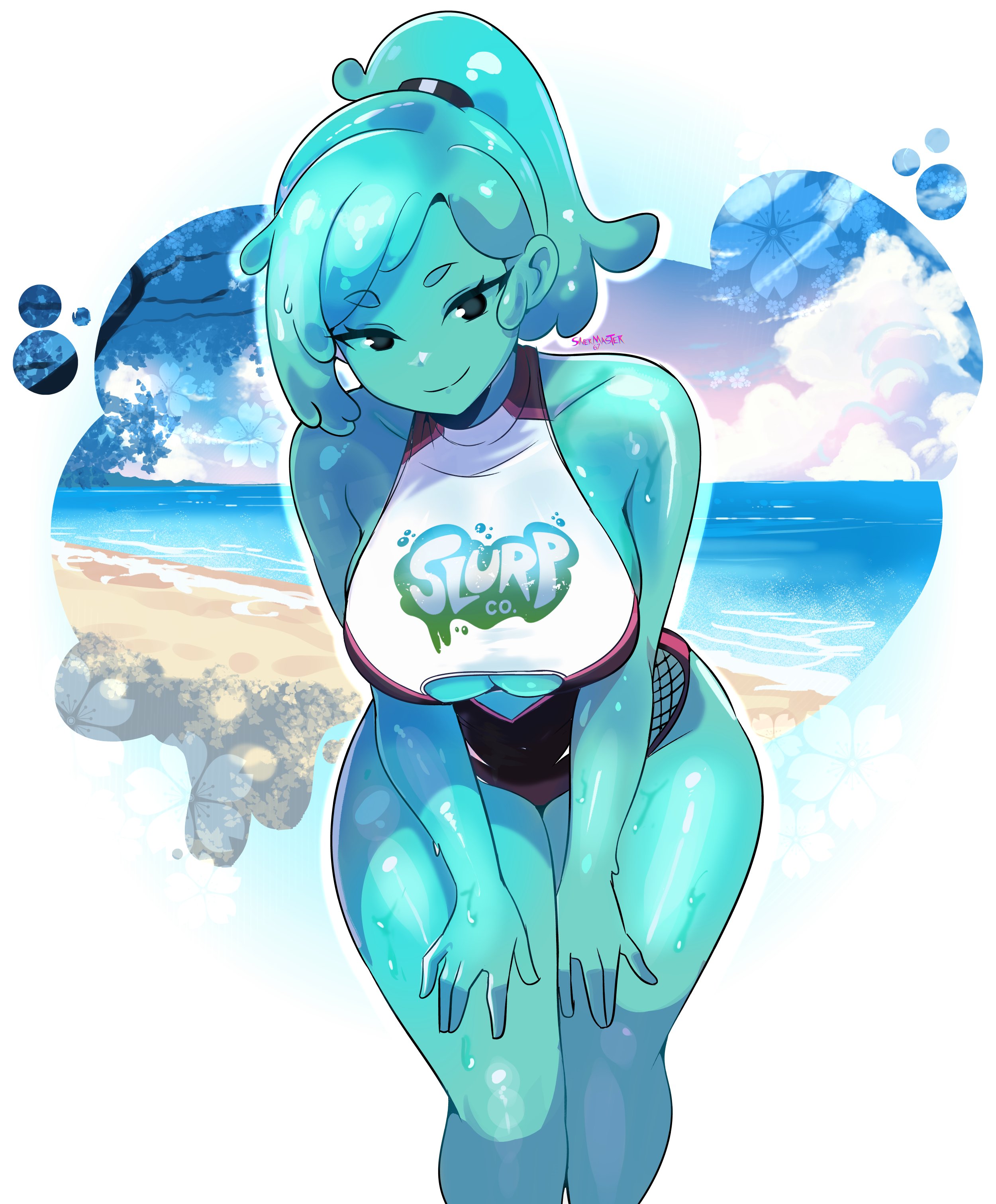 aqua hair, ass, barely clothed, barely covered, big breasts, big butt, big thighs, black eyes, blue body, blue hair, boobs bigger than head, breasts, breasts bigger than head, bubble, ella slurp, epic games, female, fortnite, fortnite: battle royale, from front position, glistening, glistening body, goo creature, goo hair, green body, green hair, hair, hi res, holding object, hourglass figure, hourglass figured female, huge ass, huge breasts, huge butt, huge nipples, huge thighs, human, humanoid, monster girl, nipples, noseless, on bottom, one-piece swimsuit, ponytail, pseudo hair, pussy, seductive, seductive body, seductive eyes, seductive female, seductive look, seductive mouth, seductive pose, seductive smile, seven , silvermaster67, skin tight, skintight, skintight bodysuit, skintight clothes, skintight clothing, skintight suit, slime girl, slime hair, slurp (fortnite), slurp co., slurp juice, small eyebrows, swimsuit, swimwear, teal body, teal hair, thick, thick ass, thick butt, thick hips, thick legs, thick lips, thick thighs, tied hair, tight clothes, tight clothing, tight dress, tight fit, tight pants, tits bigger than head, tits out, translucent, translucent body
