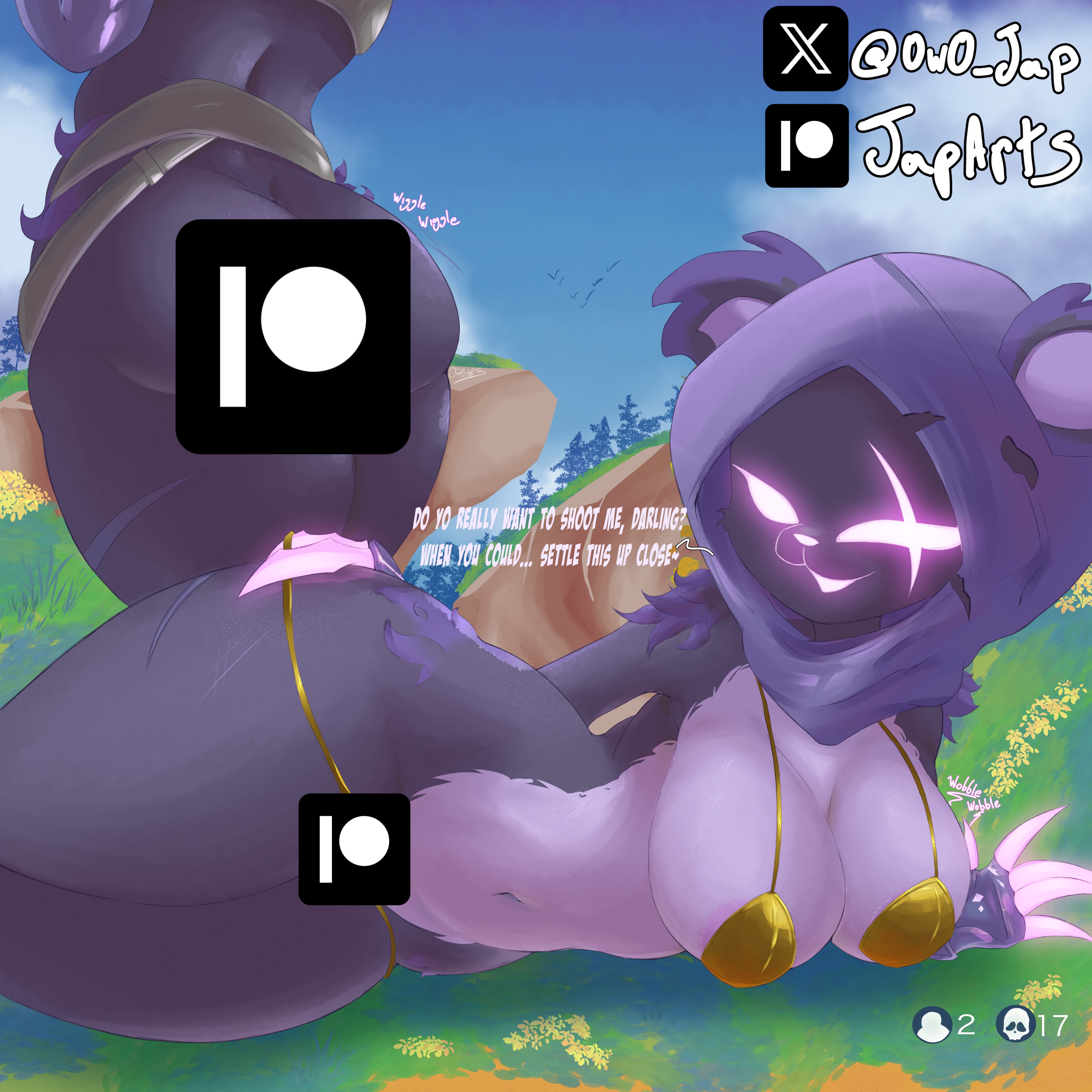 big breasts, big butt, breasts, female, fortnite, furry, furry female, golden bikini, inminent sex, jap arts, raven (fortnite) (dc), raven team leader