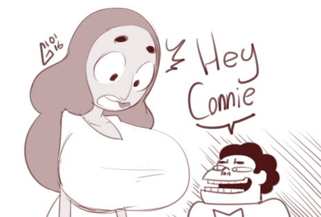 1boy, 1girls, 2016, big breasts, breast expansion, breast growth, breast growth (enlargement), breasts, connie maheswaran, female, garabatoz, huge breasts, male, steven quartz universe, steven universe, straight hair