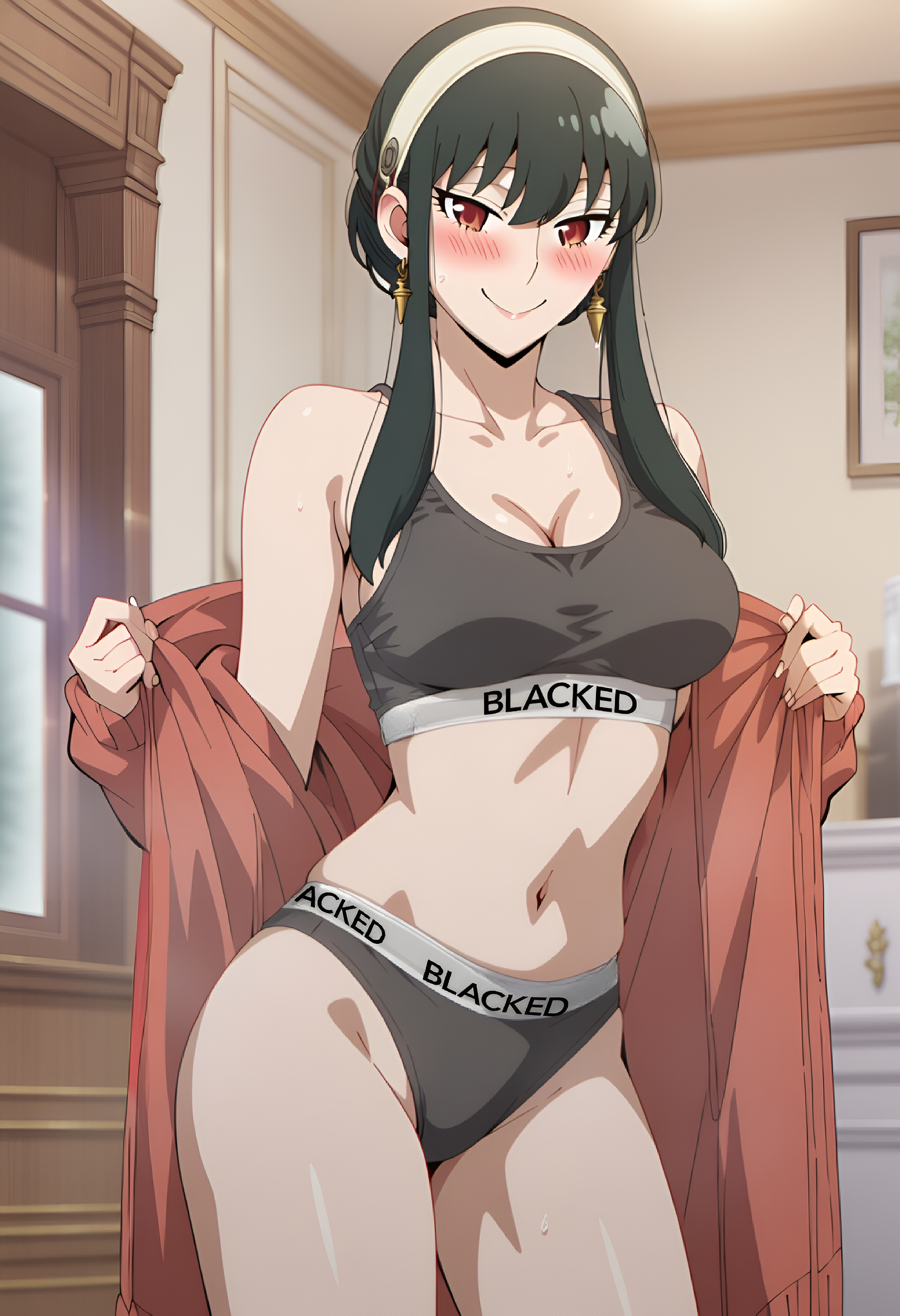 1girls, ai generated, blacked, blacked clothing, female, interracial, junko19, open clothes, pleasure face, spy x family, yor briar, yor forger