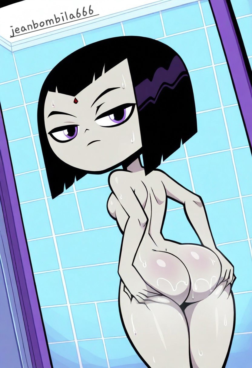 1girls, ai generated, ass, ass focus, cartoon network, cum in ass, dc, dc comics, female, female only, jeanbombila666, raven, raven (dc), solo, teen titans, teen titans go