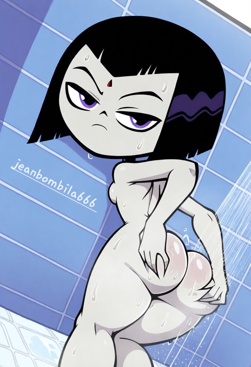 1girls, ai generated, ass, ass focus, cartoon network, dc, dc comics, female, female only, jeanbombila666, raven, raven (dc), solo, teen titans, teen titans go