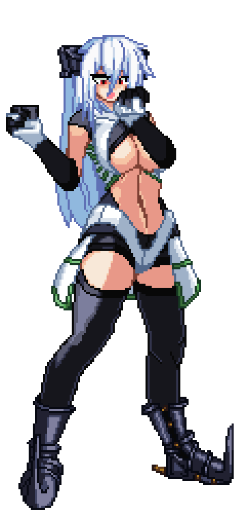 ahe gao, ahegao, ahegao face, aroused, belly button, black stockings, breasts, female, female focus, female masturbation, female only, human, human female, iari (mugen), light skin, light-skinned female, long hair, m.u.g.e.n, masturbation, musk, musk fetish, oc, original character, pussy, self fondle, skimpy, skimpy clothes, skimpy outfit, sniffing hand, standing masturbation, stockings, underboob, useless armor, vaginal masturbation, white hair