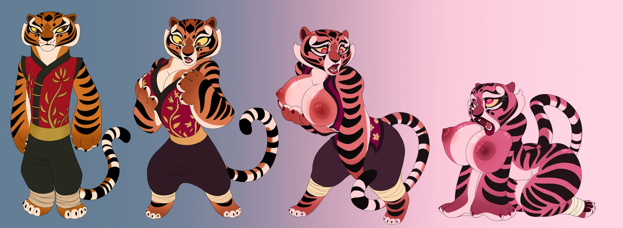 1girls, ahe gao, animals only, anthro, ass, ass expansion, atcpony, before and after, big ass, big breasts, bimbo, bimbofication, bimbofied, blush, bow, breast expansion, breast growth, breast growth (enlargement), breasts, clothed female, clothed to nude, corruption, female, female only, feminization, femsub, furry, gradient background, happy trance, huge ass, huge breasts, hypnotic accessory, kung fu panda, large breasts, lip expansion, master tigress, naked, naked female, nipples, nude, nude female, sequence, simple background, striped body, striped fur, thick thighs, thigh expansion, tiger, tiger girl, transformation, transformation sequence