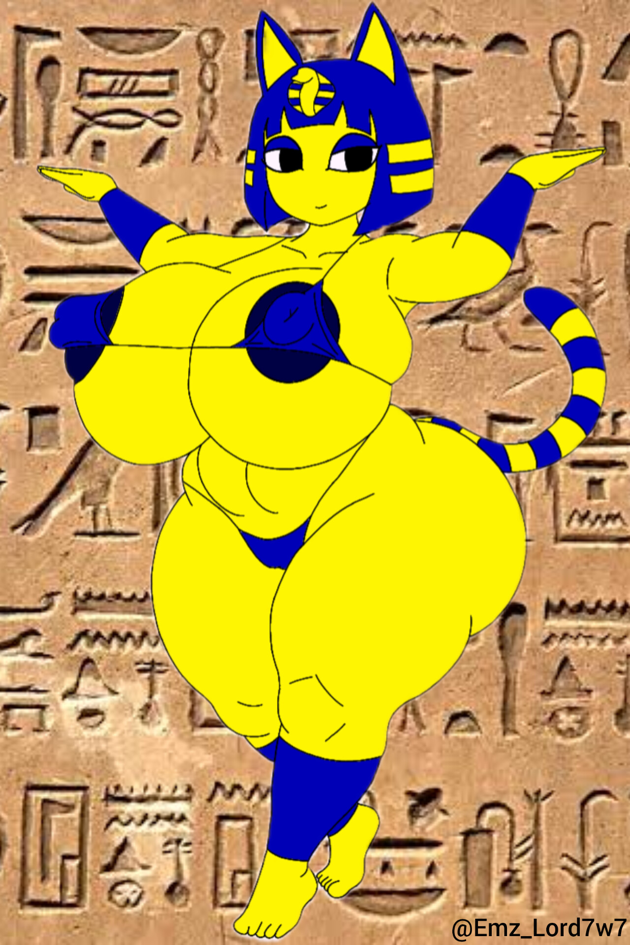 animal crossing, ankha, emz lord, massive ass, massive breasts, thick thighs