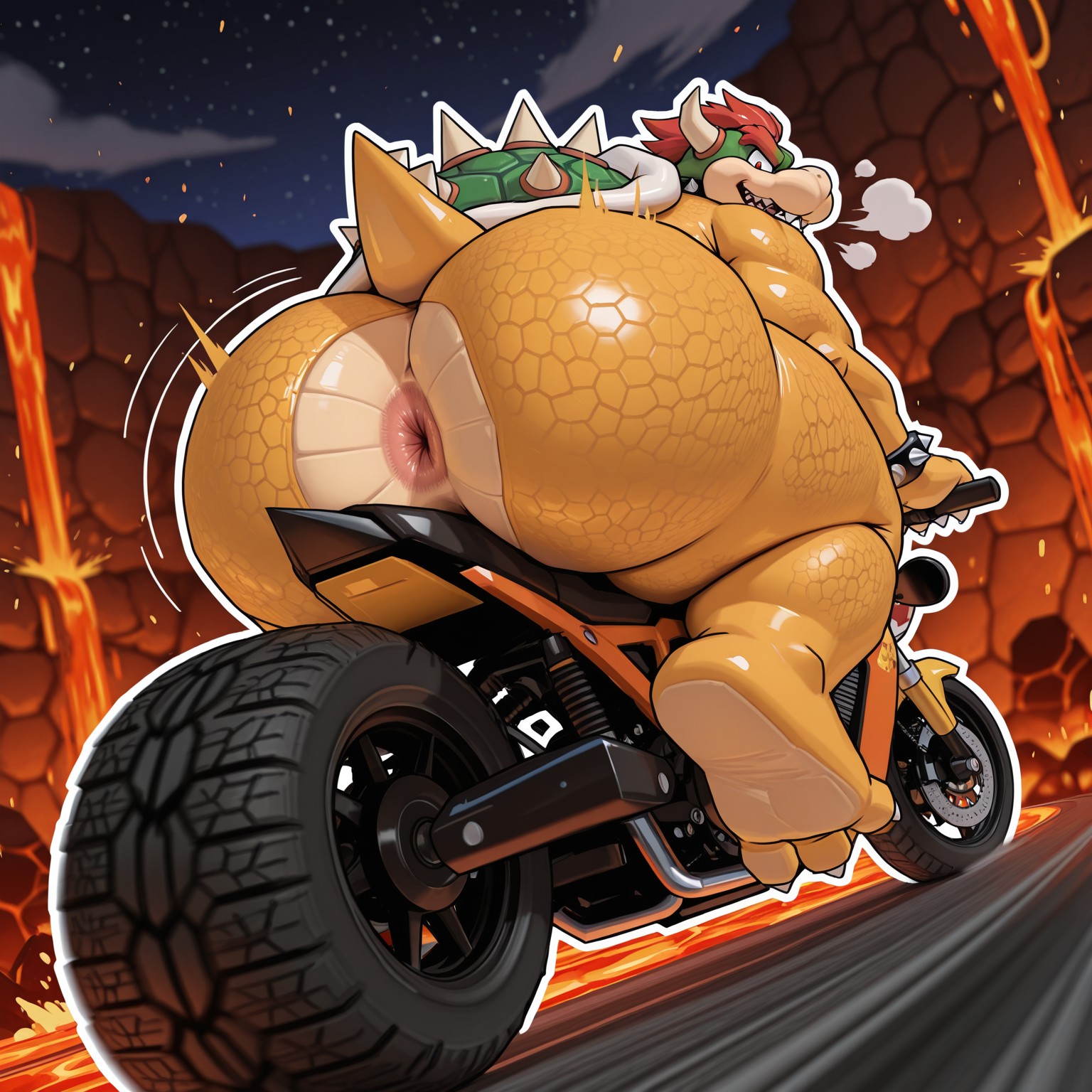 ai generated, anus, big ass, bowser, falsead, gay, male, male only, nintendo