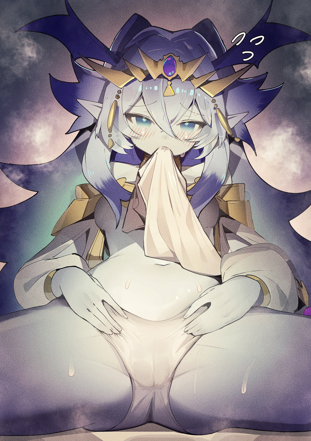 blue hair, dominus impulse, duel monster, female, horny, panties, pixiv, pussy, ro g (oowack), sweaty, tagme, yu-gi-oh!