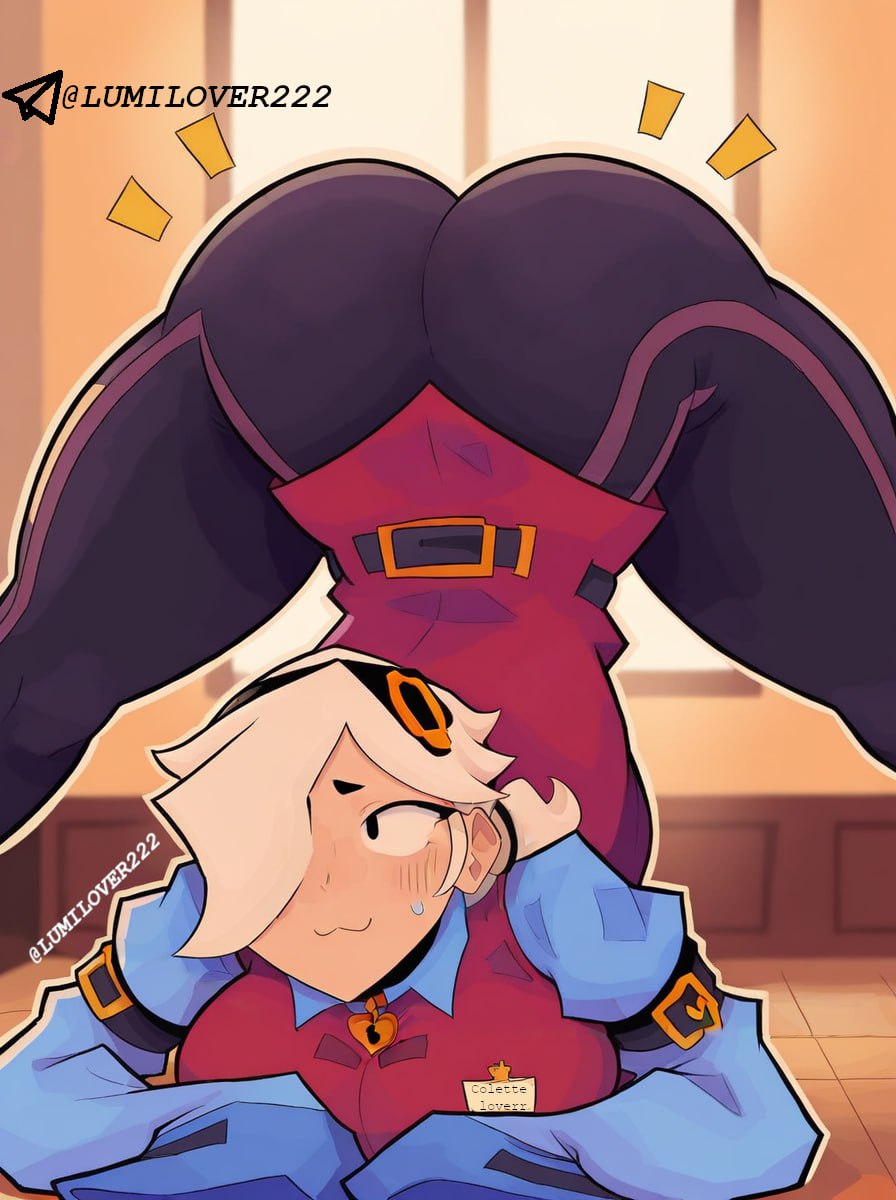 ai generated, ass, brawl stars, breasts, colette (brawl stars), female, female only, front view, fully clothed, huge ass, huge breasts, jack-o pose, lumilover222, white hair