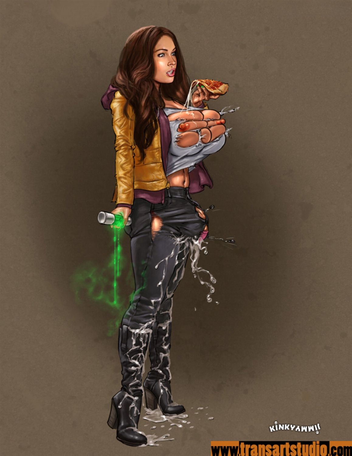 1futa, april o'neil, april o'neil (tmnt 2k14), breast grown, breasts, bulge, clothes tearing, futa only, futanari, genital growth, high heels boots, hyper breasts, intersex, kinkyjimmy, megan fox, mutagen, penis, penis growth, pizza, teenage mutant ninja turtles, teenage mutant ninja turtles (2014), torn clothes