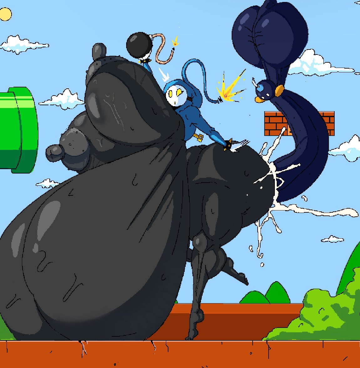 1girls, ambiguous penetration, areolae, ass, ass bigger than head, balls, big areola, big ass, big balls, big belly, big breasts, big butt, big penis, bob-omb, bomb, bracelet, bracelets, breasts, breasts bigger than head, breasts out, bubble ass, bubble butt, clothing, cum, cum in pussy, cum inside, cum on ass, cum on body, cumflated belly, cumflation, cumshot, curvaceous, curvy, curvy figure, ejaculation, erect nipples, excessive cum, female, glands of montgomery, hoodie, hourglass figure, huge ass, huge balls, huge breasts, huge cock, hyper ass, hyper balls, hyper breasts, hyper cumflation, hyper genitalia, hyper penis, long penis, male, mario (series), mask, montgomery glands, nintendo, nipples, nude, orgasm, panties, penis, pussy, shy gal, slim waist, small but hung, spiked bracelet, super mario bros., sweat, sweaty, sweaty body, sweaty breasts, sweaty thighs, thick thighs, varix, voluptuous, voluptuous female, wide hips