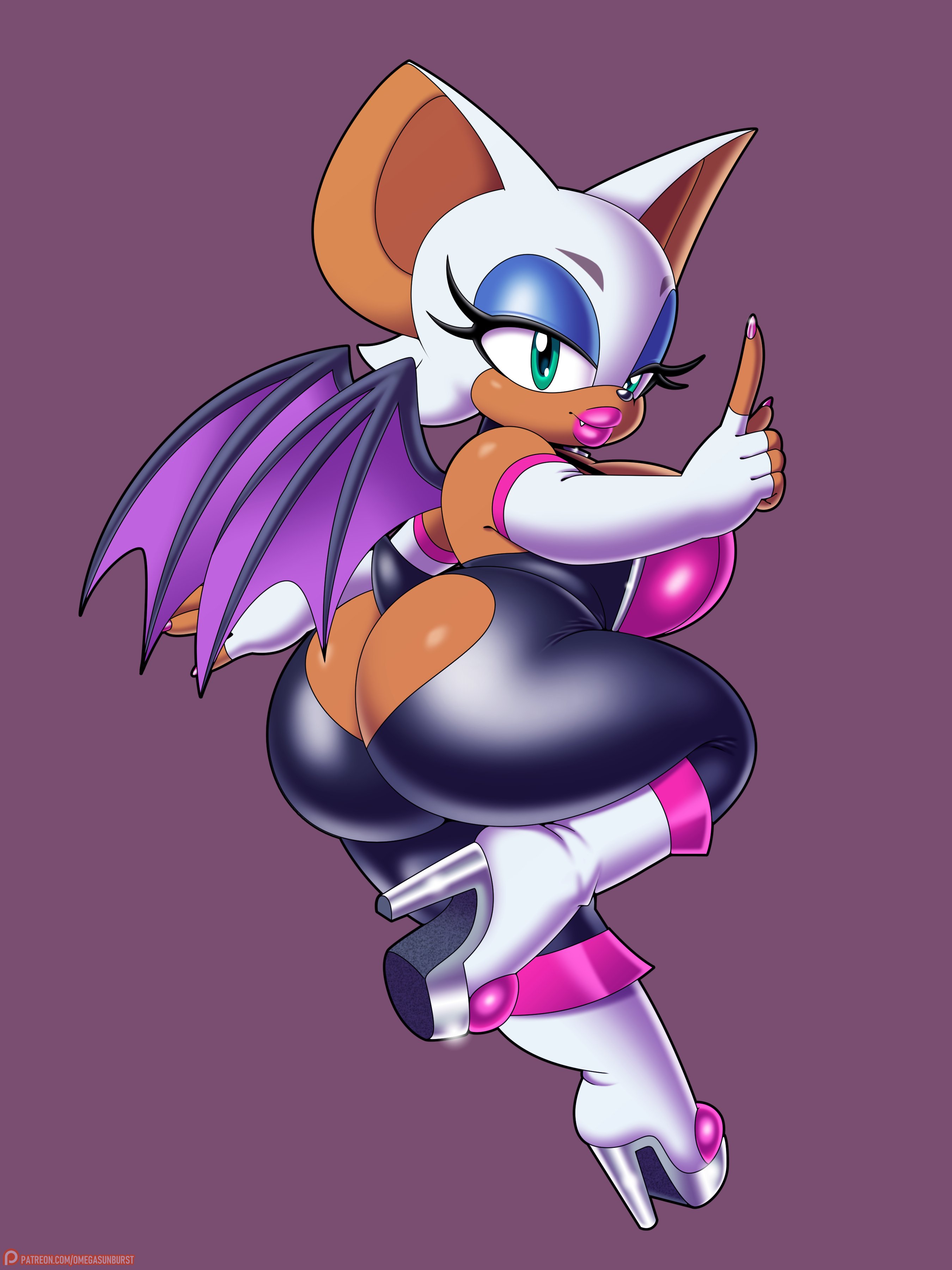 1girls, 2025, alternate ass size, alternative costume, alternative fashion, ass, ass cheeks, ass cleavage, ass crack, ass exposed, ass focus, ass too big, ass window, bat wings, big breasts, booty, breasts, bubble ass, bubble butt, bursting butt, butt crack, choker, color, colored, dark skin, dark-skinned female, fat ass, fat butt, female, female focus, female only, furry, furry only, gloves, heart cutout, heart shaped ass, heel boots, high heel boots, high heels, inconvenient ass, inconvenient butt, latex, latina, long gloves, looking at viewer, looking back, mobian, mobian (species), mobian bat, omegasunburst, ripped clothing, rouge the bat, sega, shortstack, sonic (series), sonic the hedgehog (series), thicc thighs, thick, thick ass, thick thighs, thighs, tight suit, tight supersuit, unzipped, unzipped bodysuit, wardrobe malfunction